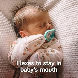 Nanobebe Baby Pacifiers 0-3 Month - Orthodontic, Curves Comfortably with Face Contour, Award Winning for Breastfeeding Babies, 100% Silicone, Baby Registry Gift 4pk, Sage/White