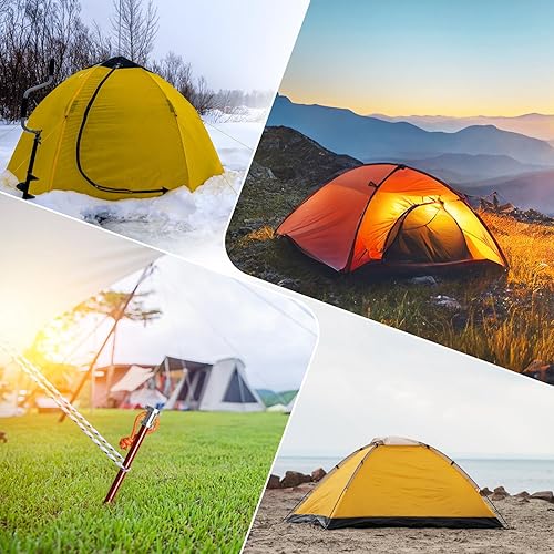 Miniatura 7 de Estacas para tienda de campaña, 481216 unidades de estacas de aluminio resistentes y ligeras de 9 pulgadas con cabeza de cuerda y bolsa de