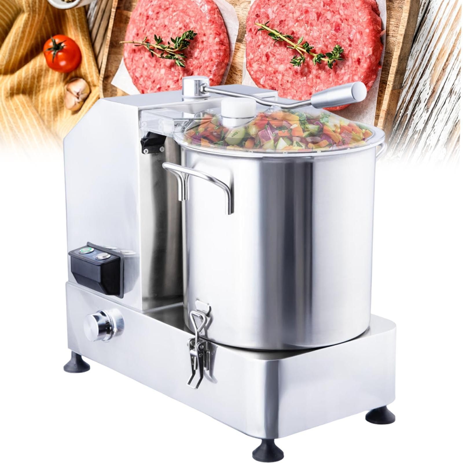 Sunseota Commercial Meat Vegetable Food Processor 1800W/2000W Stainless Steel 12L-2000W