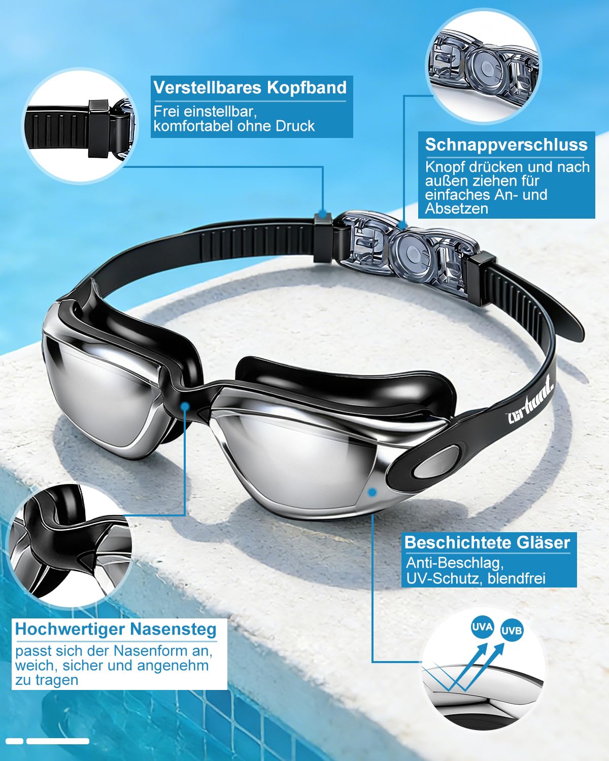 Zerhunt Schwimmbrille für Herren Damen Kinder,Taucherbrille Erwachsene Antibeschlag und UV Schutz,Wassersport Schwimmbrillen Swimming Goggles Geschenke für Männer Frauen Mädchen Jungen 10+