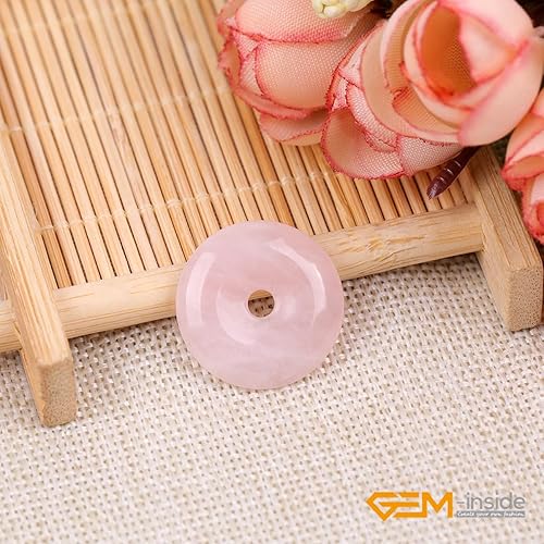 Miniatura 2 de GEM-Inside - Cuentas circulares de piedra de cuarzo rosa de 0.787 in para hacer joyas colgantes, energía, chakras, masaje, guasha, herramientas de