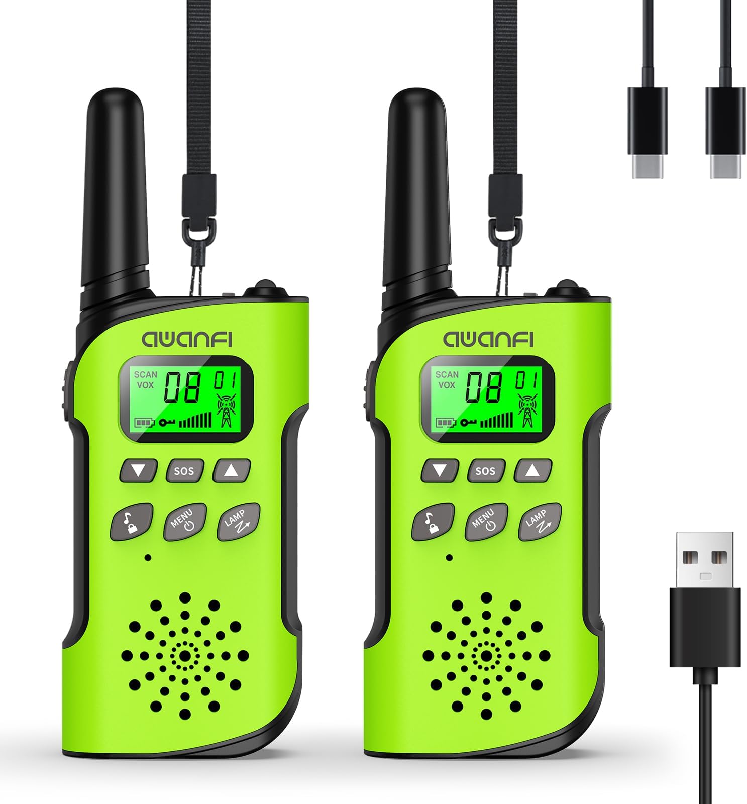 Walkie Talkies for Kids Rechargeable, Long Range Walkie-Talkie with Li-Ion Battery, 2 Way Radios, Walky Talky with Flashlight,VOX,USB-C Cable, for Outdoor Camping, Kids Toy for 3-12 Years Old