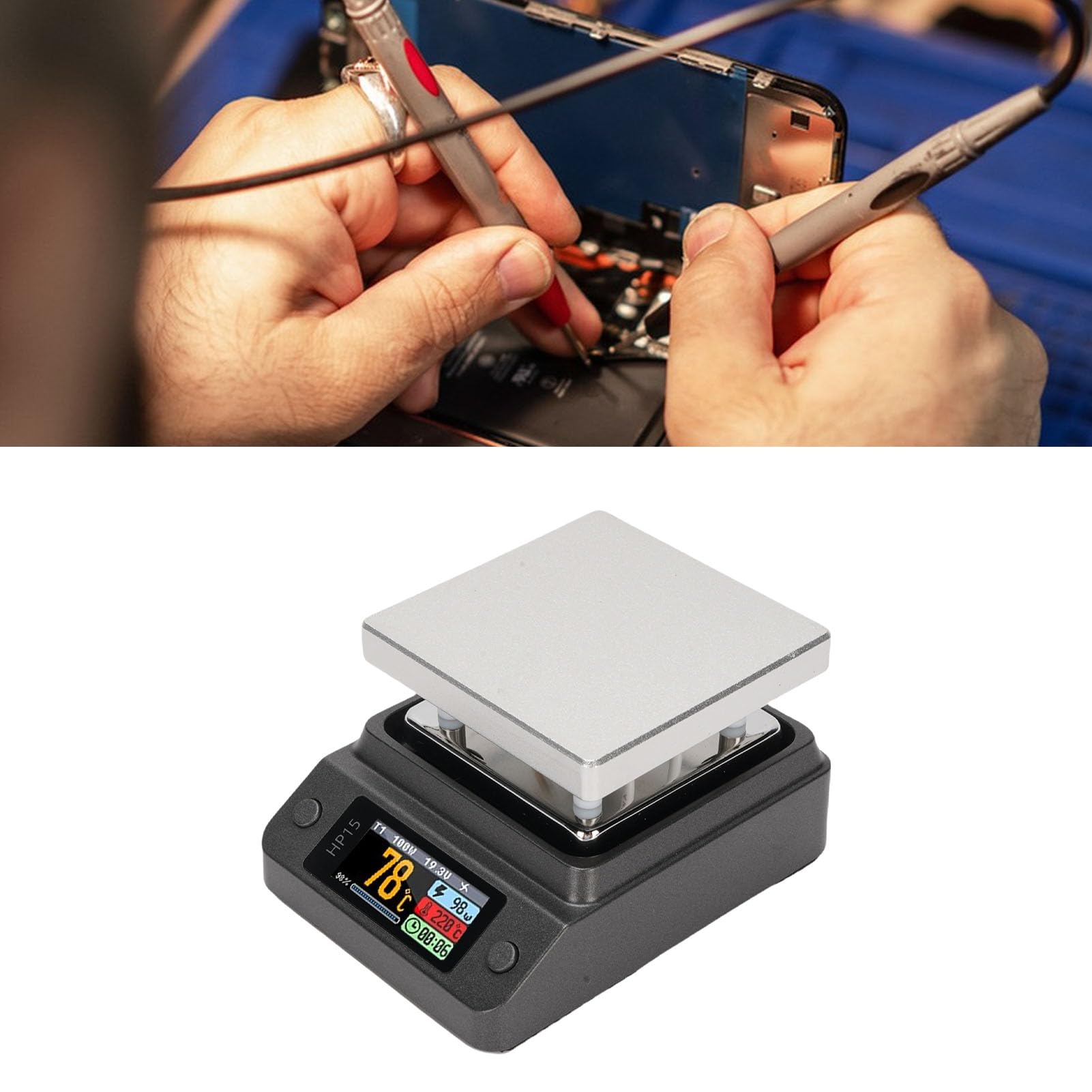 Alomejor Estación de Soldadura de Chips de Precalentamiento en Caliente Control de Temperatura Versátil 80-350 °C Placa de Soldadura de Calentamiento Rápido para Proyectos Electrónicos de Bricolaje