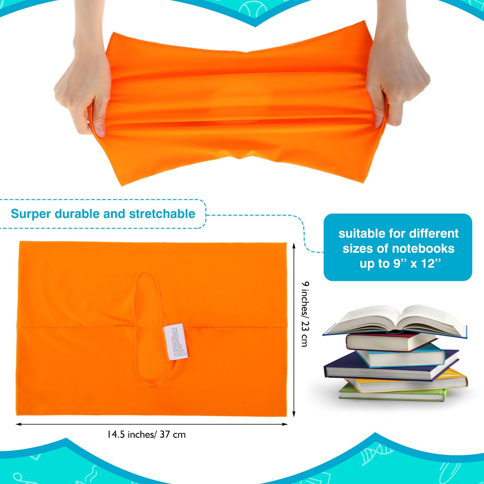 Sherr 28 Stück dehnbare Jumbo-Buchhüllen, 37,7 x 22,9 cm, dehnbare Buchumschläge, Stoff, Buchumschlag, Schutz, wiederverwendbar, Buchtuch für Klassenzimmer, die meisten Hardcover-Bücher, ca. 22,9 x