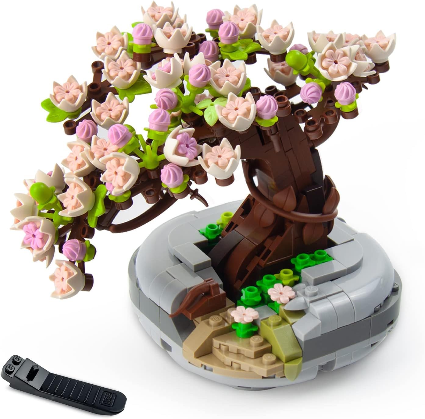 Seyaom Bonsai Ağacı Sukulent/Sakura Saksı Bitki Yapı Blokları Seti, Hediyeler için Yapay Çiçek İnşaat Kitleri, Yetişkinler/Gençler için Kendin Yap Buket Yapı Tuğlaları (Sakura)