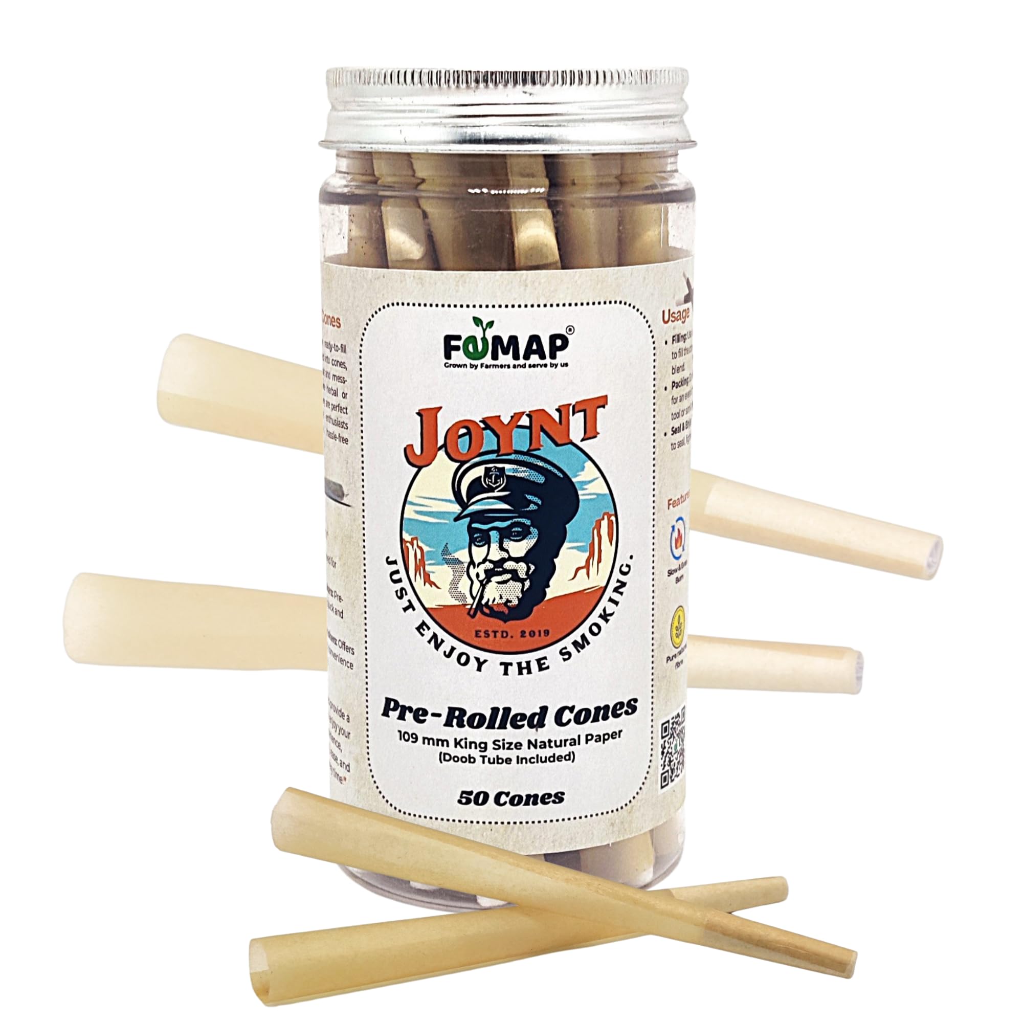 Joynt Unbleached Organic Paper Cones – King Size Pre-Rolled Cones, Jumbo Box of 50 – Natural, Chlorine-Free Rolling Paper Cones-image-27