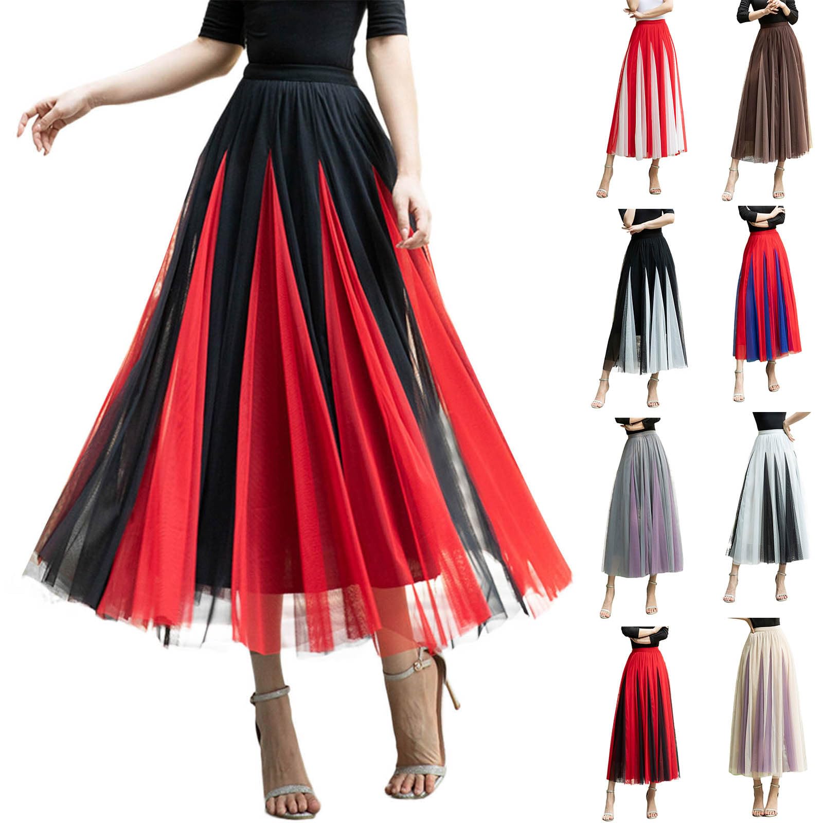 Gonna lunga patchwork da donna con abito da ballo con abito di carnevale 2026 glitter