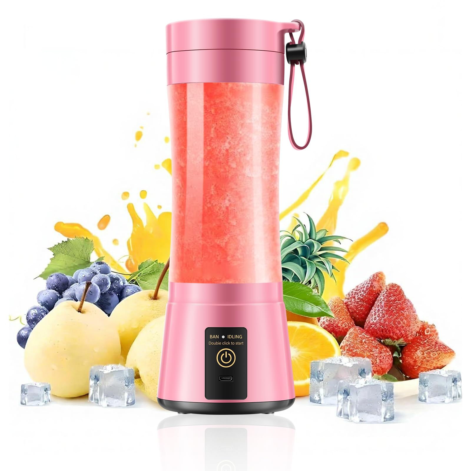 Cordless Mini Portable Smoothies Blender - Personal Size Blender with 380Ml Traveling Juice Cup, Powerful Blending Easily Squeezed in Sports/Travel-image-22