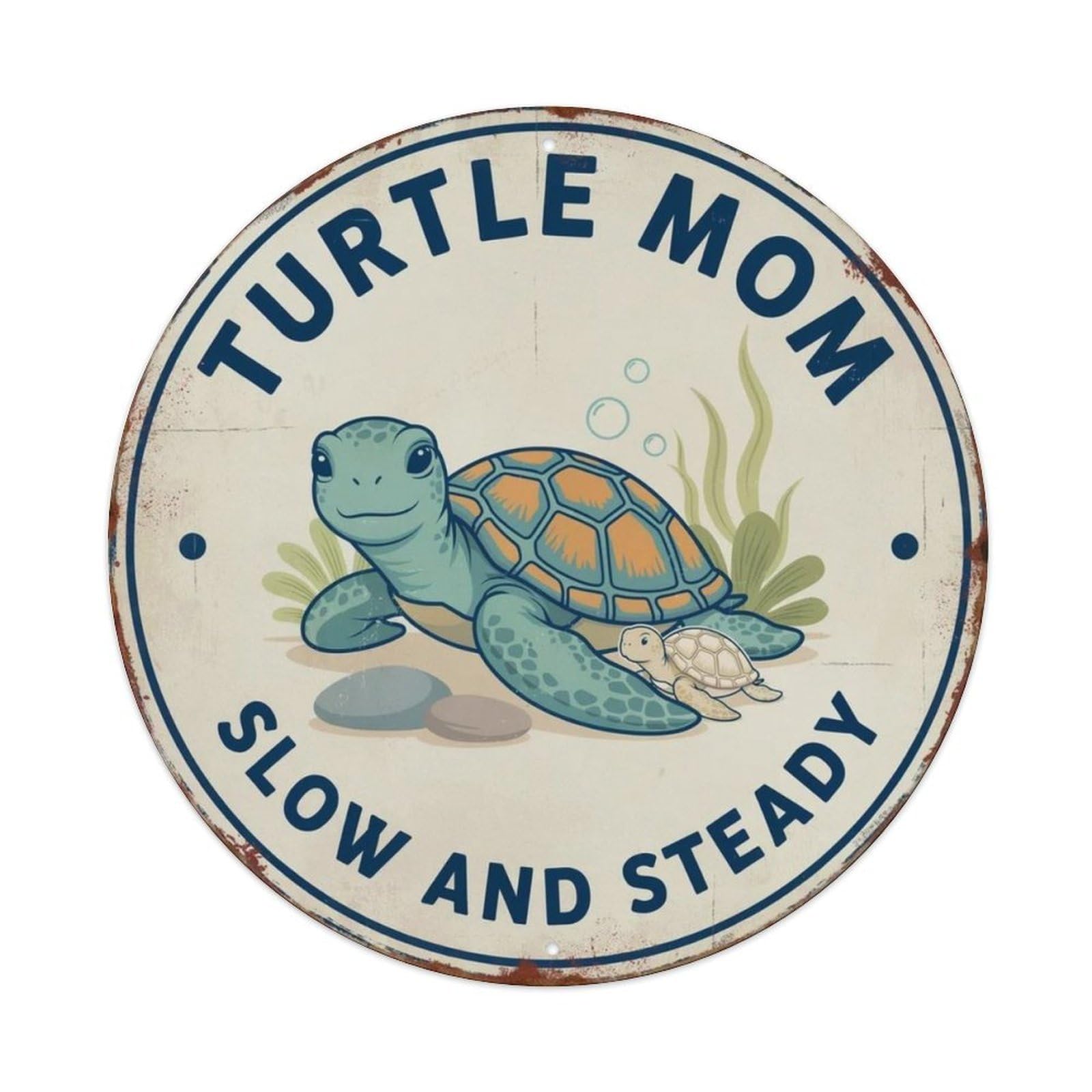 Turtle Mom Slow Steady Metal Tin Sign Plaque