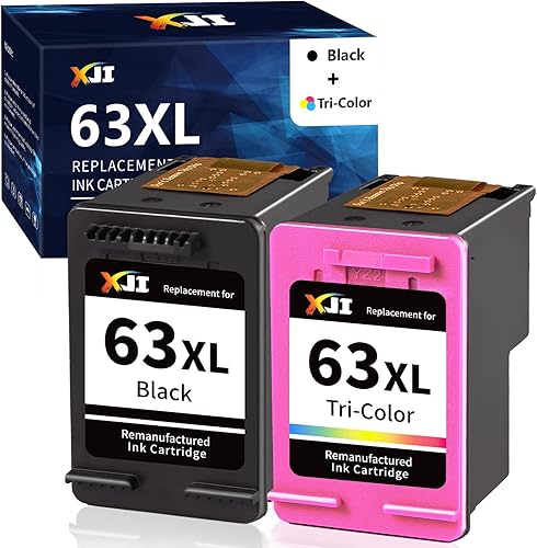 XJI Cartuchos de tinta remanufacturados de repuesto para HP Ink 63 XL 63XL (negro, paquete combinado tricolor), funciona para impresora OfficeJet