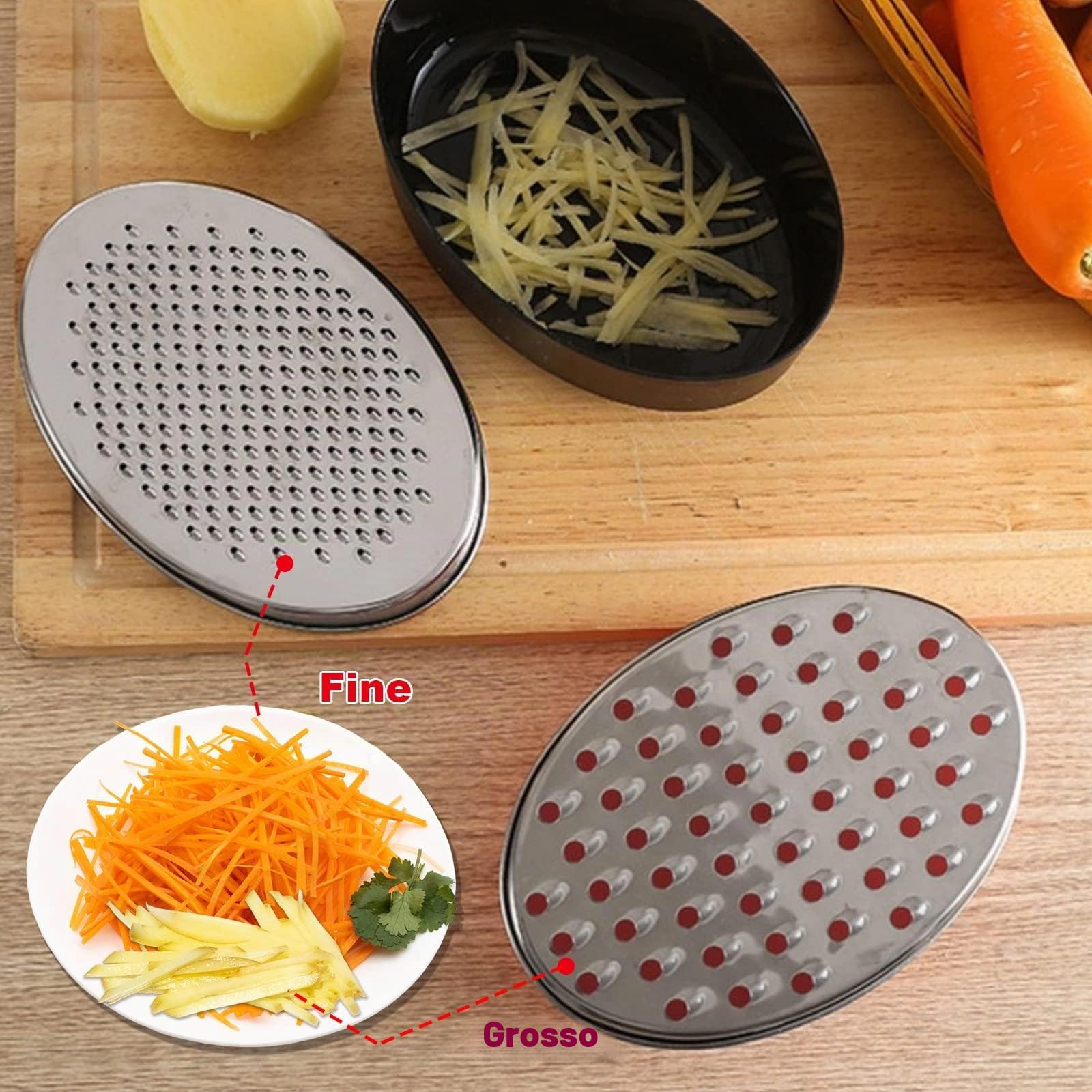 Grattugia per formaggio con contenitore e coperchio, grattugia per cucina con coperchio di 2 dimensioni, grattugia per zenzero, verdure, aglio, limone, burro, cioccolato