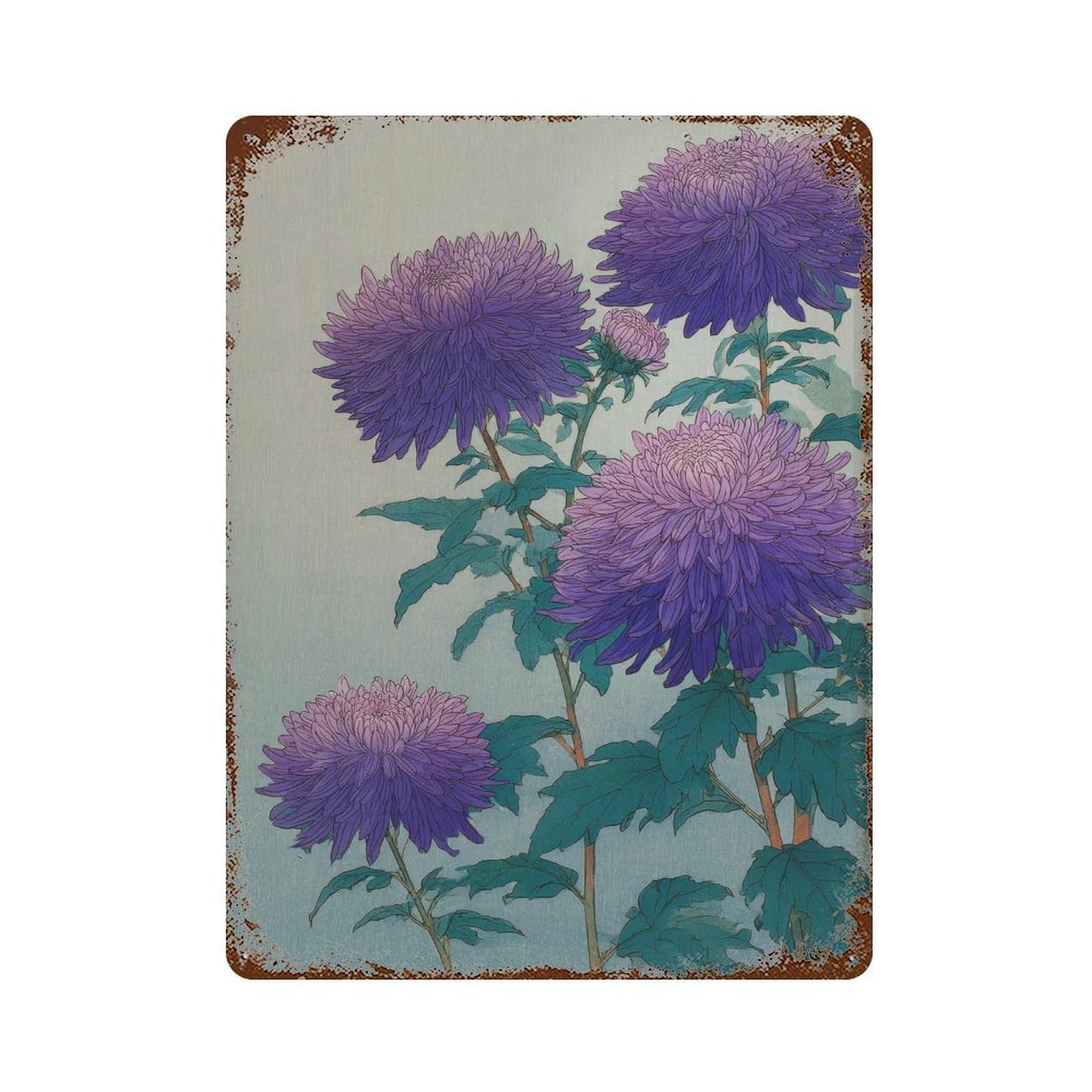 xiaoxiaoshen Chrysanthemum Flowers. Japanese Ukiyo Wall Decor Art Metal Tin Poster Modern Home Decor Art Home Bar Shop Decorations Vintage Sign 40x30cm
