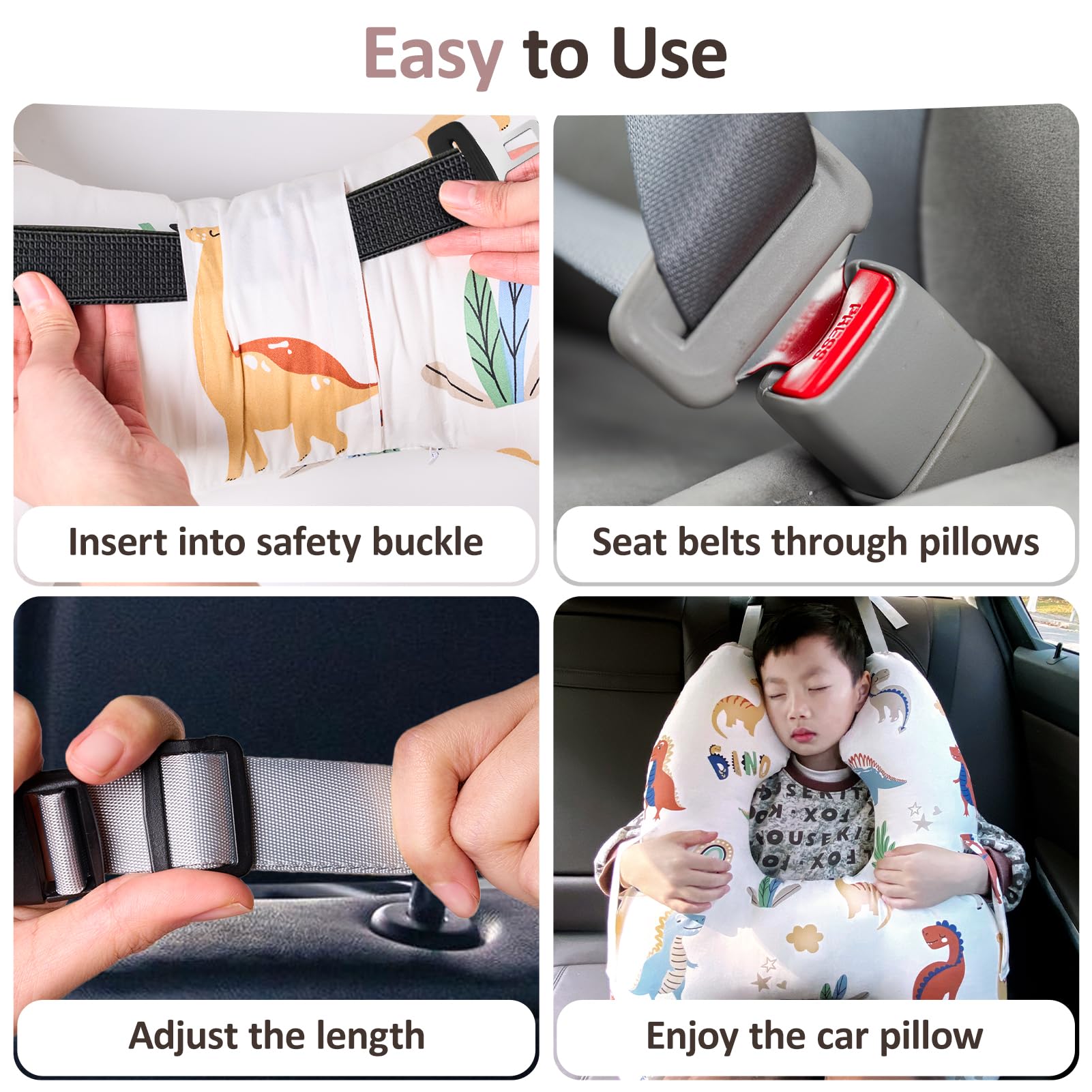 Oreiller de voiture pour enfants, coussin de voyage en forme de H, support de tête de voiture, coussin de sécurité pour adultes et enfants en voyage, coussin de voyage en voiture peut être démonté et