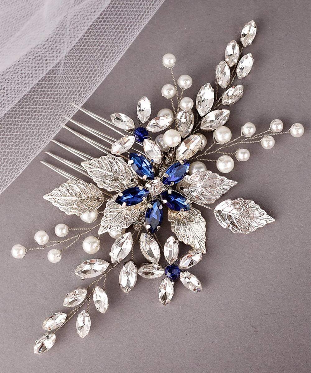 Amazon.com : Aimimier Bridal Sapphire Crystal Hair Comb  display picture 3