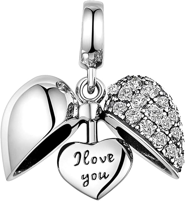 LOVANS 925 Sterling Silver I Love You Heart Charm Bead For DIY Pandora Bracelets