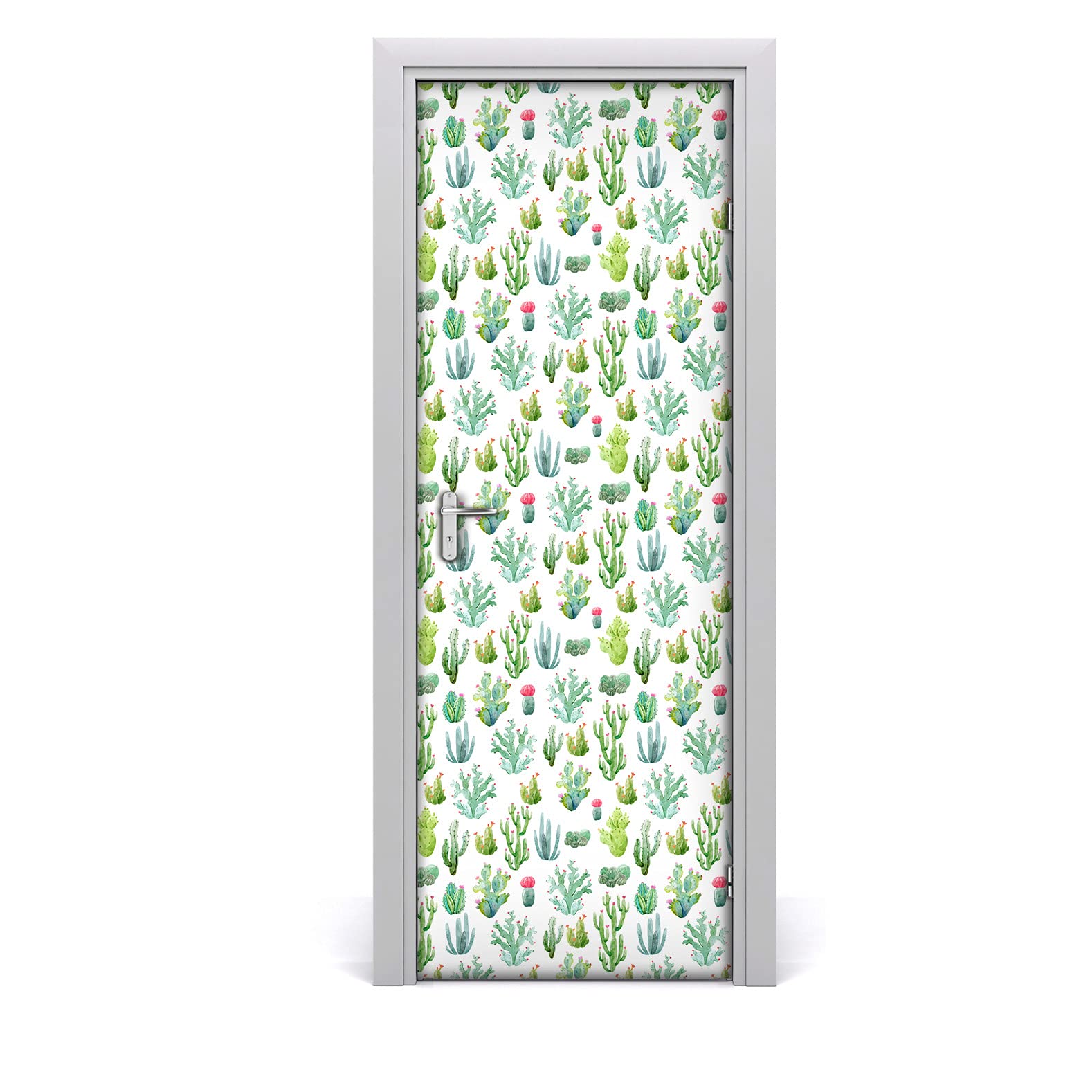 Vinilo para puerta 70x200 cm autoadhesivo impermeable con diseño de cactus