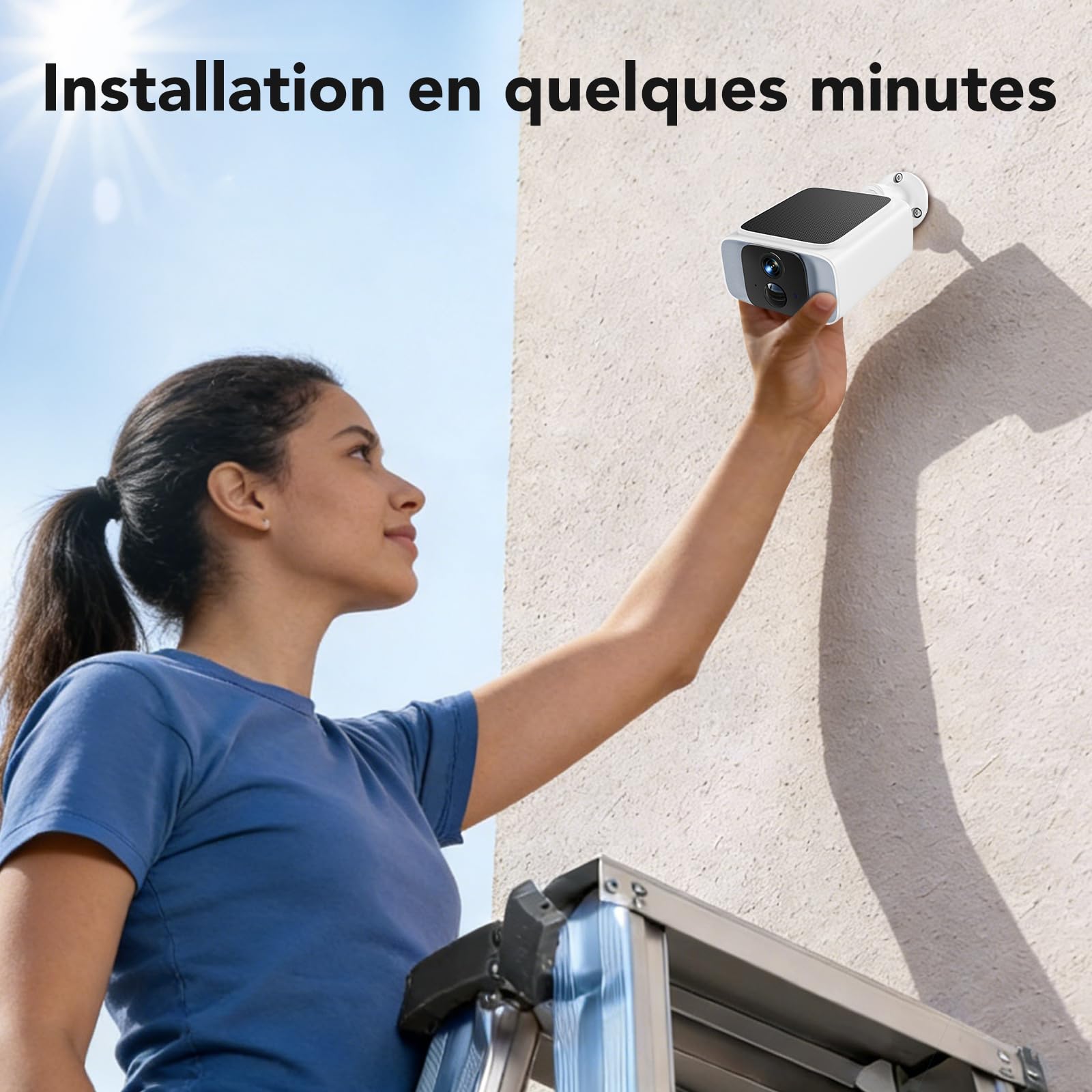GNCC Camera Surveillance WiFi Exterieure sans Fil Solaire, 5G/2.4GHz WiFi | 2K Camera Exterieur avec Panneau Solaire, Vision Nocturne Couleur, Audio Bidirectionnel, PIR Sirène, W20