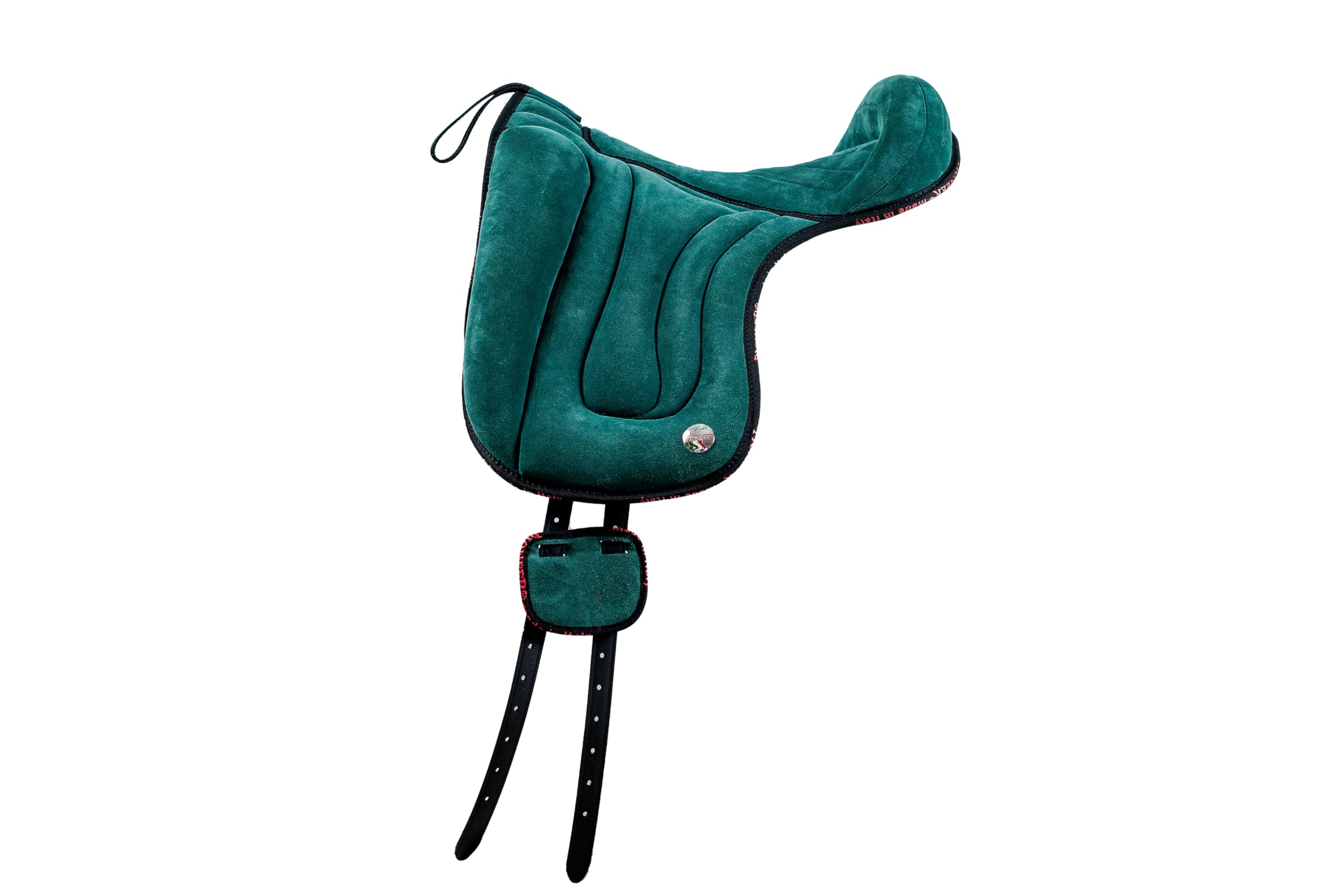 PIONEER Bareback-Reitsattel 50x45 aus Wildleder - Für natürliche Reitweise, Made in Italy - Polsterung aus Watte und Memory-Schaum - Bauchgurt aus Neopren - Schwarz