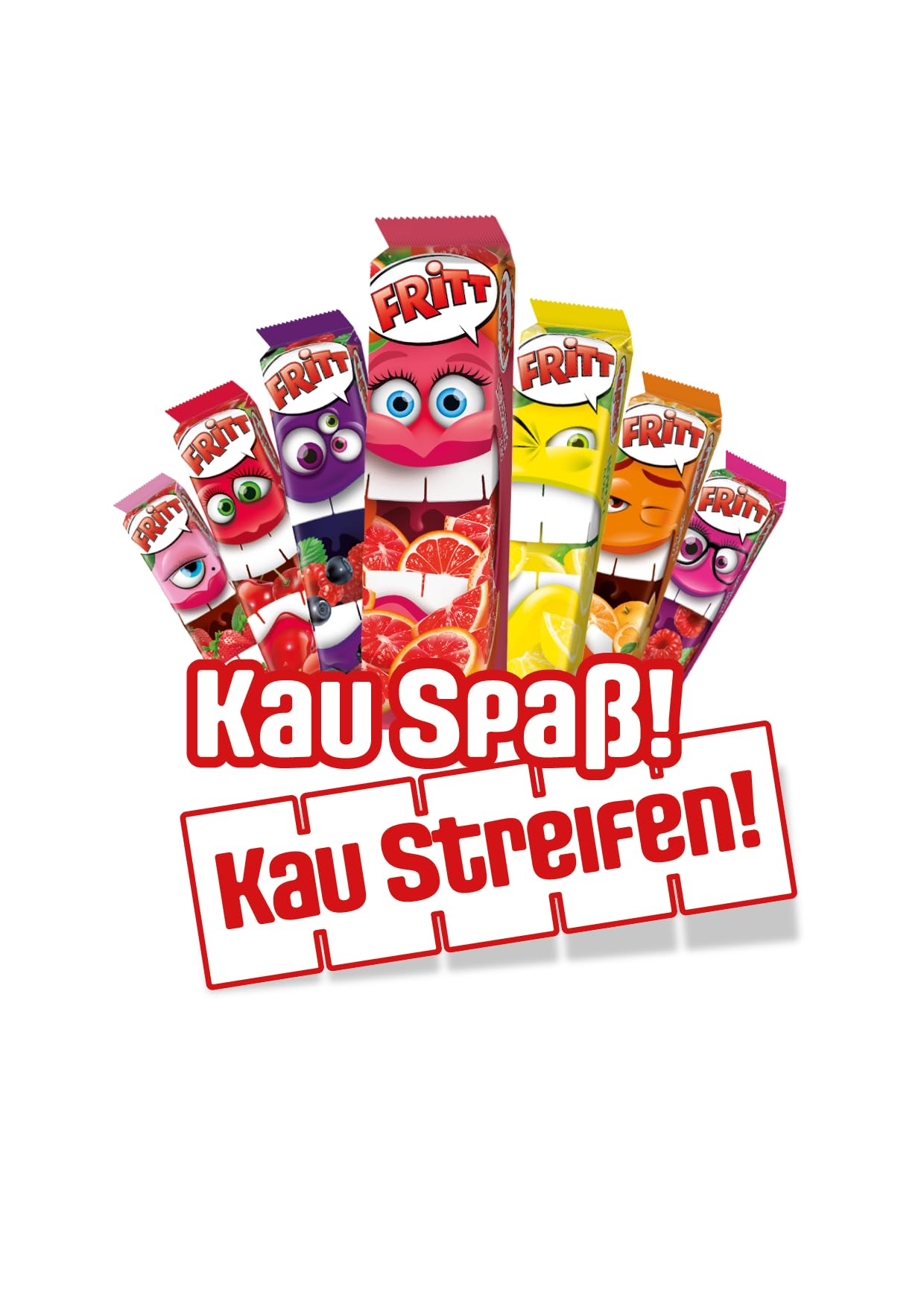 Fritt Frucht 30 x 70 g Kaubonbon-Streifen mit Vitamin C, en 7 leckeren & fruchtigen Geschmacksrichtungen