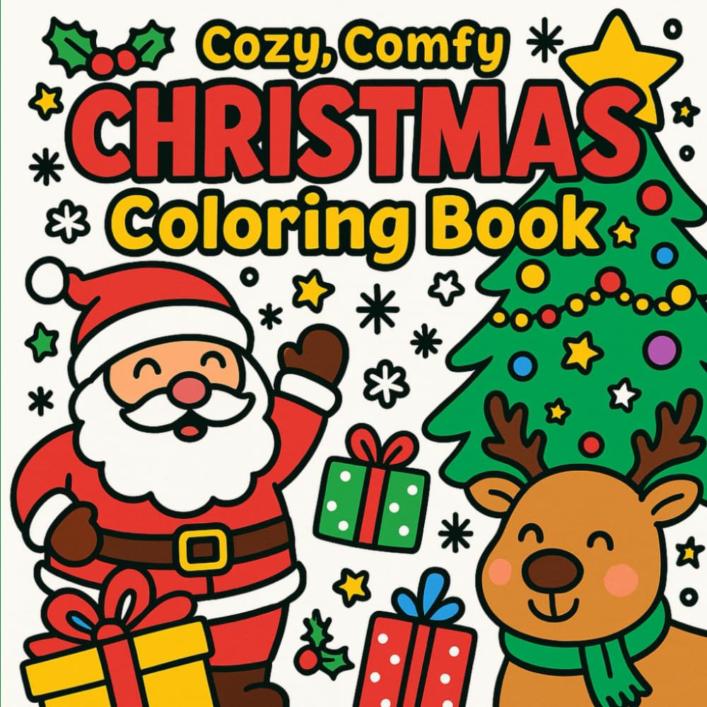 Comfy Cozy Christmas Coloring Book: Big, Bold Christmas Coloring Pages for Toddlers & Kids Ages 3–8 | 55 Fun, Easy Holiday Coloring Book with Santa, Reindeer, Gifts & Winter Magic