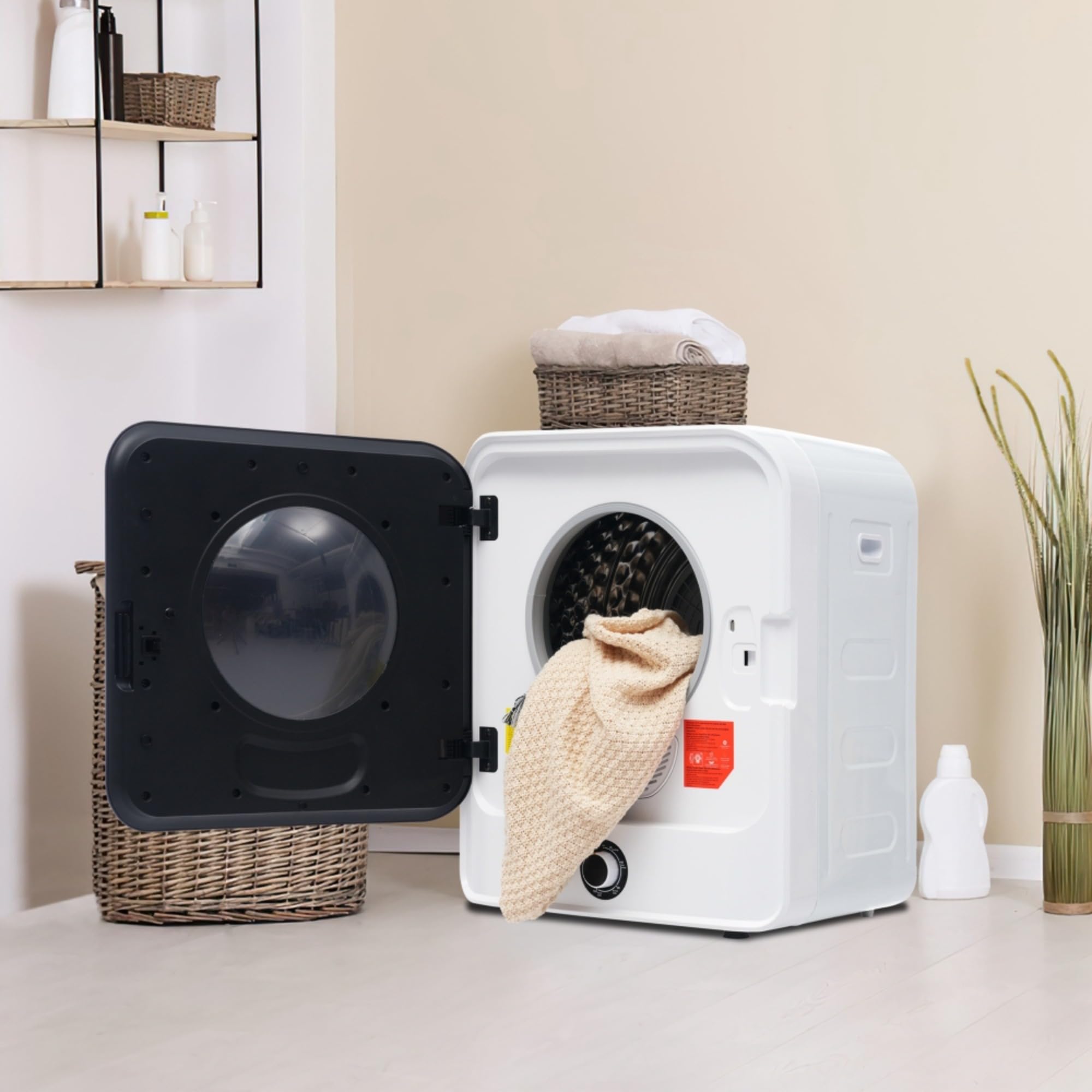 Sèche-linge mural compact avec tambour en acier inoxydable 3 kg capacité réelle 4,5 kg, 5 programmes de séchage, système de double filtre, pieds réglables, poignée latérale, PTC céramique