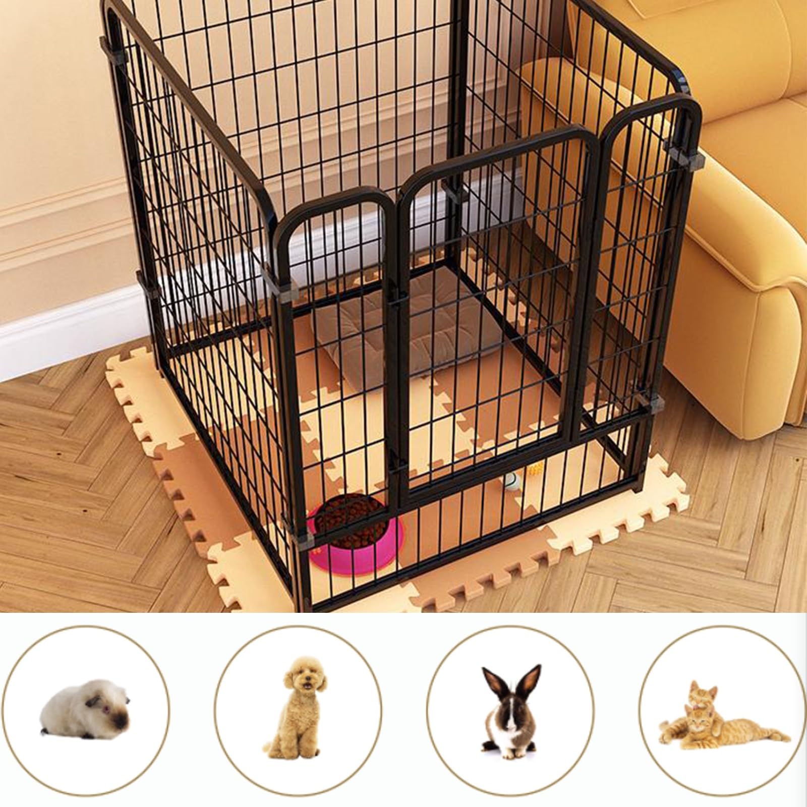 Recinto Per Piccoli Animali Recinto Per Animali Domestici Con Porta Recinto Per Cani Da Interno Recinto Metallo Gabbia Per Piccoli Animali Ampliabili Recinto Per Cani In Ferro(White 4-pack,60