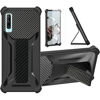 Aroepurt Case for Huawei P Smart Pro 2019 Mobile Phone Case Protective Cover [with Tempered Glass Screen Protector] Hybrid [Folding Support Magnetic] [Frosted Anti-Fingerprint] Black