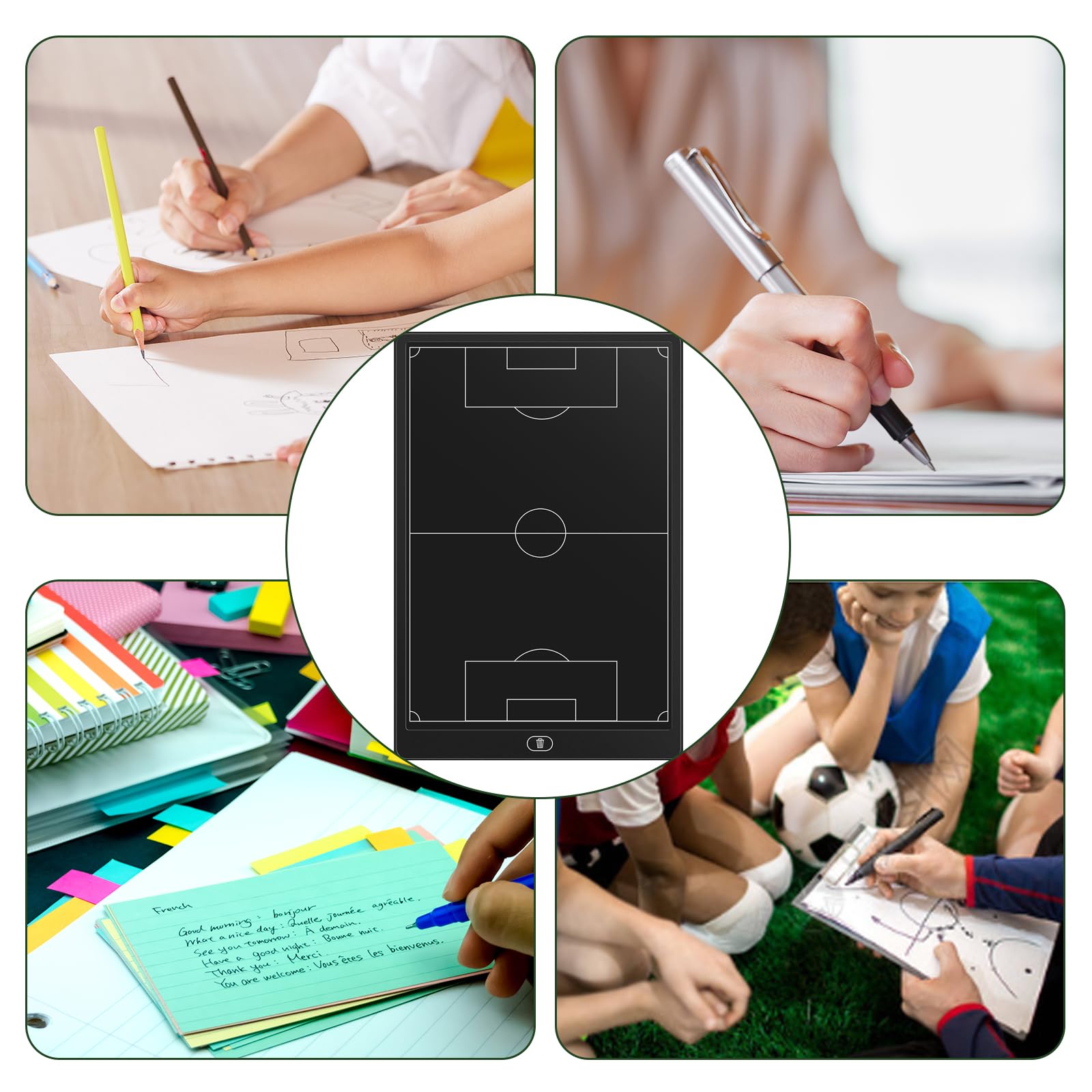 Lavagna Tattica Calcio 40,6 cm & Board LCD Allenatore - Lavagna Digitale Riutilizzabile Grande con Blocco per Allenatori e Giocatori di Football