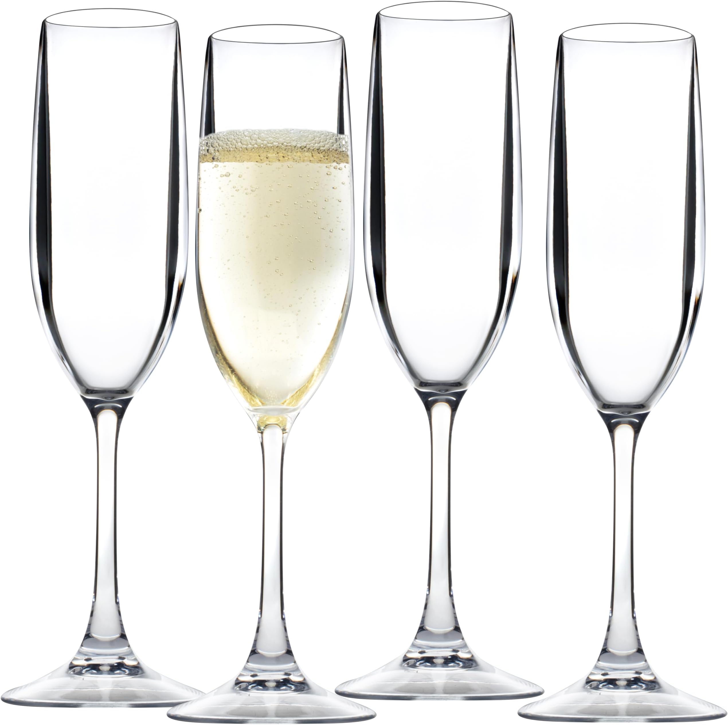 D'Eco Unbreakable Tritan Champagne Flutes, 12 oz (Set of 4)- Shatterproof, Crystal-Clear, BPA-Free Plastic Glasses - Indoor & Outdoor Cocktail Glasses for Graduation Parties - Mothers Day Gift for Mom