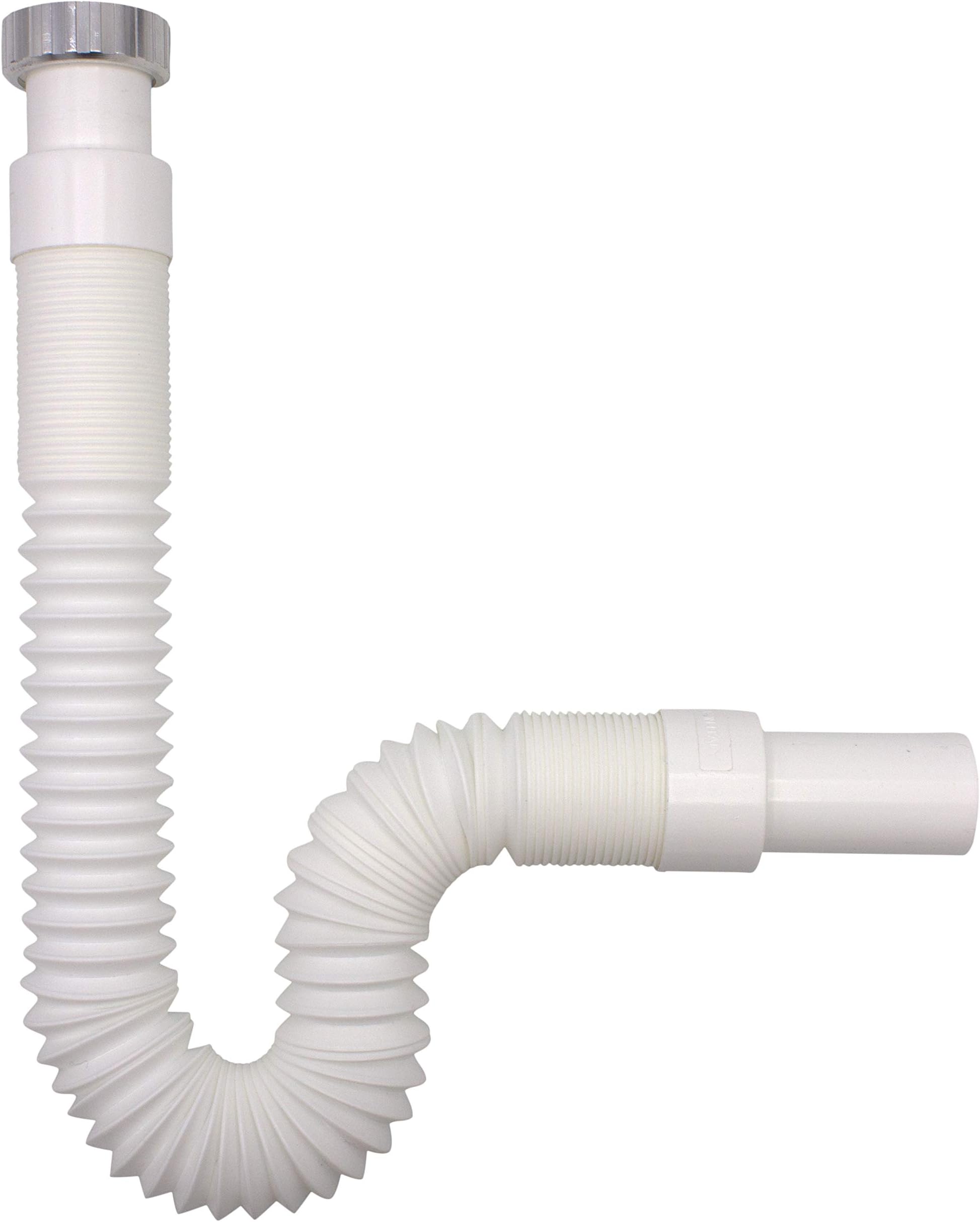 VARIOSAN Flexible Drain Hose 13972, 1 1/4 Inch x 32 mm, Siphon/Odour Trap for Sinks, Extendible from 320-880 mm