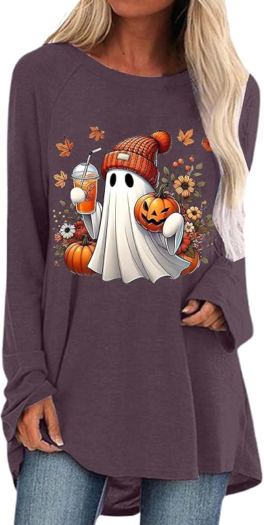 T-shirt à Manches Longues Pour Femme - Imprimé Graphique D'Halloween