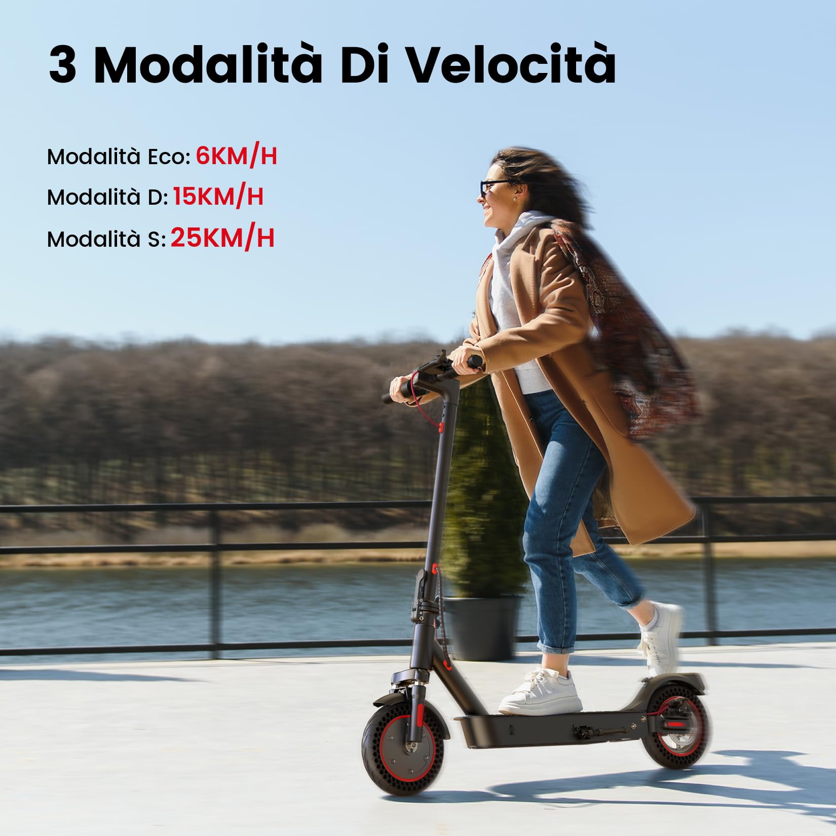 iScooter 10" Patinete Eléctrico Adultos Homologado DGT, 500W Motor, Autonomía De 30-40 KM, Máxima 25KM/H, Bocina, Timbre, Intermitentes, App, Frenado Doble, Plegable, Carga 120 KG, Bloqueo/Desbloqueo