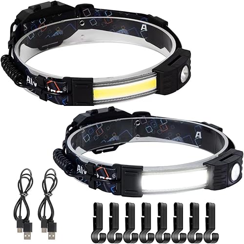 Linterna frontal recargable, 2 unidades, lámpara de cabeza de haz ancho de 230, lámpara de cabeza LED recargable USB-C, 5 modos ajustables para disponible en Yaxa Venezuela