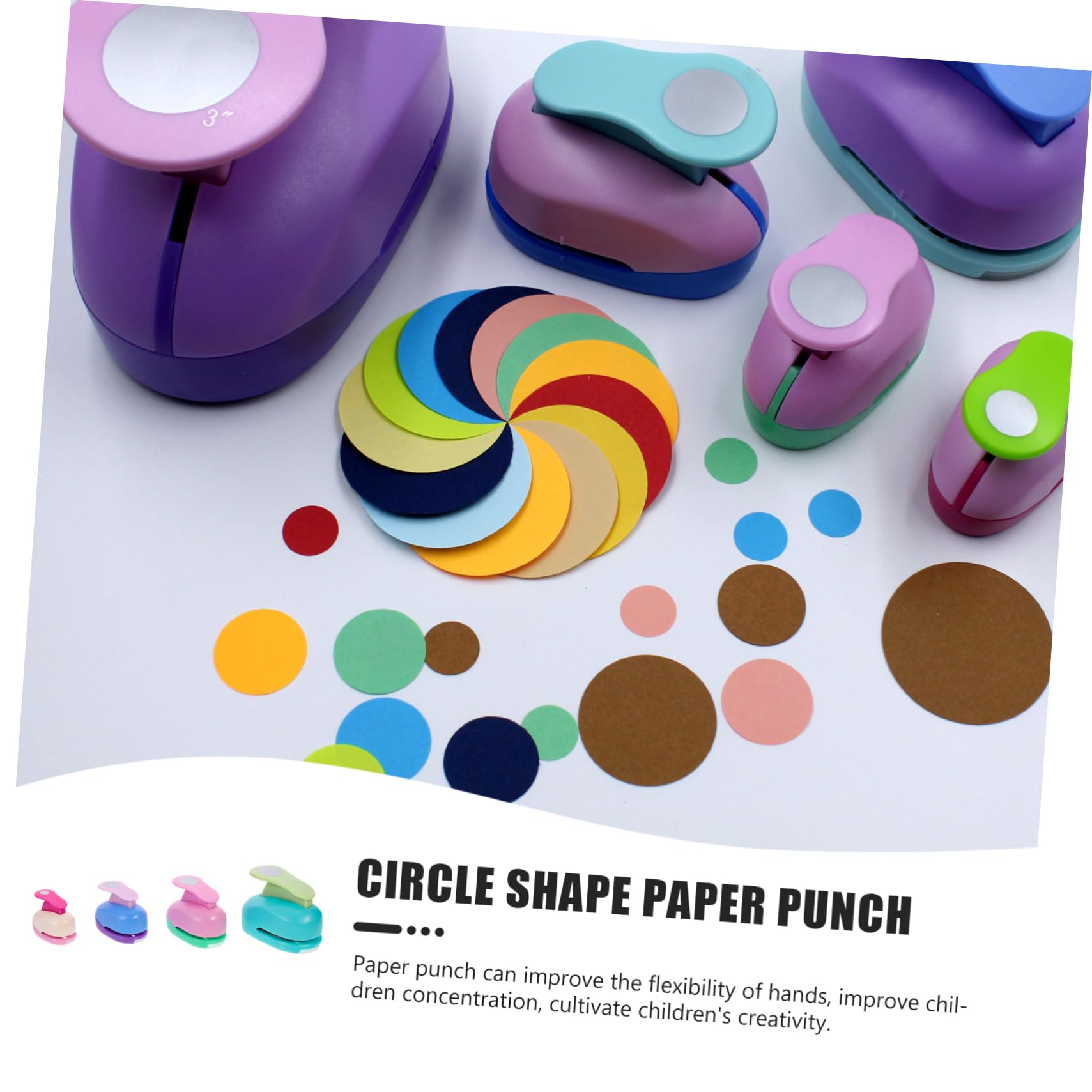 4pezzi Puncher Per Carta Strumenti Creativi Per Ragazzo Ragazza Fustelle Per Biglietti Scrapbooking e Fai Da Te Con Forme Rotonde Colori Variabili