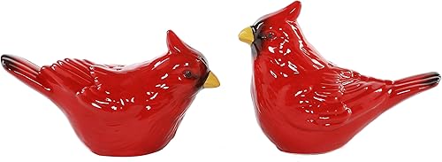 Cardinals - Salero y pimentero de cerámica, salero y pimentero para hospedar, juego de saleros y pimenteros rojos, saleros de pájaros para Navidad,