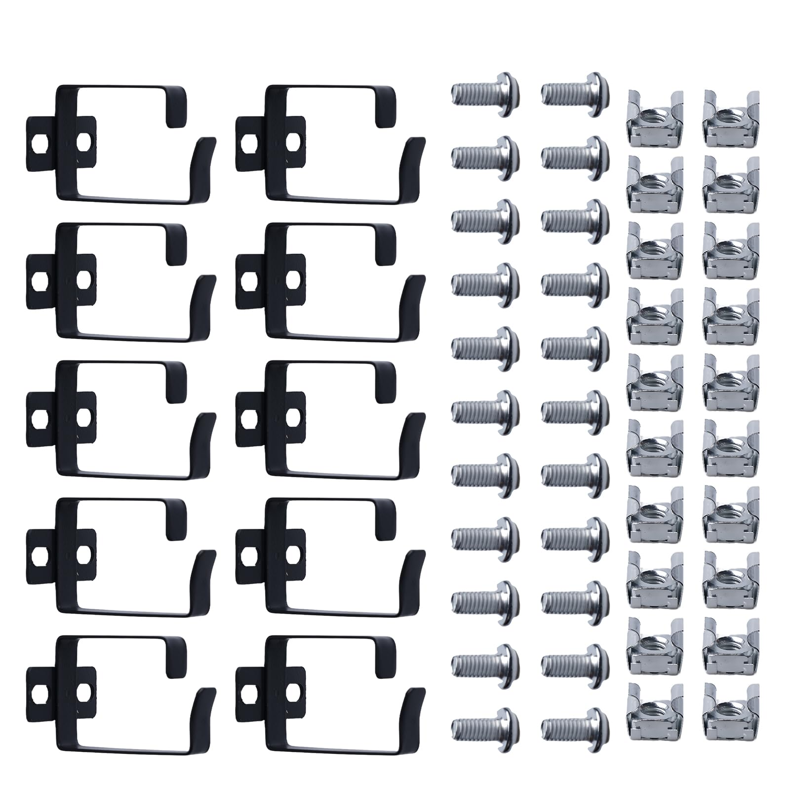 10 unidades de soportes para gestión de cables, armario de servidor de 4,4 x 6 x 5 cm, gestión de cables, kit de gestión de cables, accesorios para rack de servidores con 20 tornillos y 20 tuercas