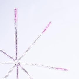 i-Laesh Skinny Mascara Wands - Eyebrow Brushes for Lash Extensions, Beauty Makeup Tool - 50 Pcs (Crystal Pink)