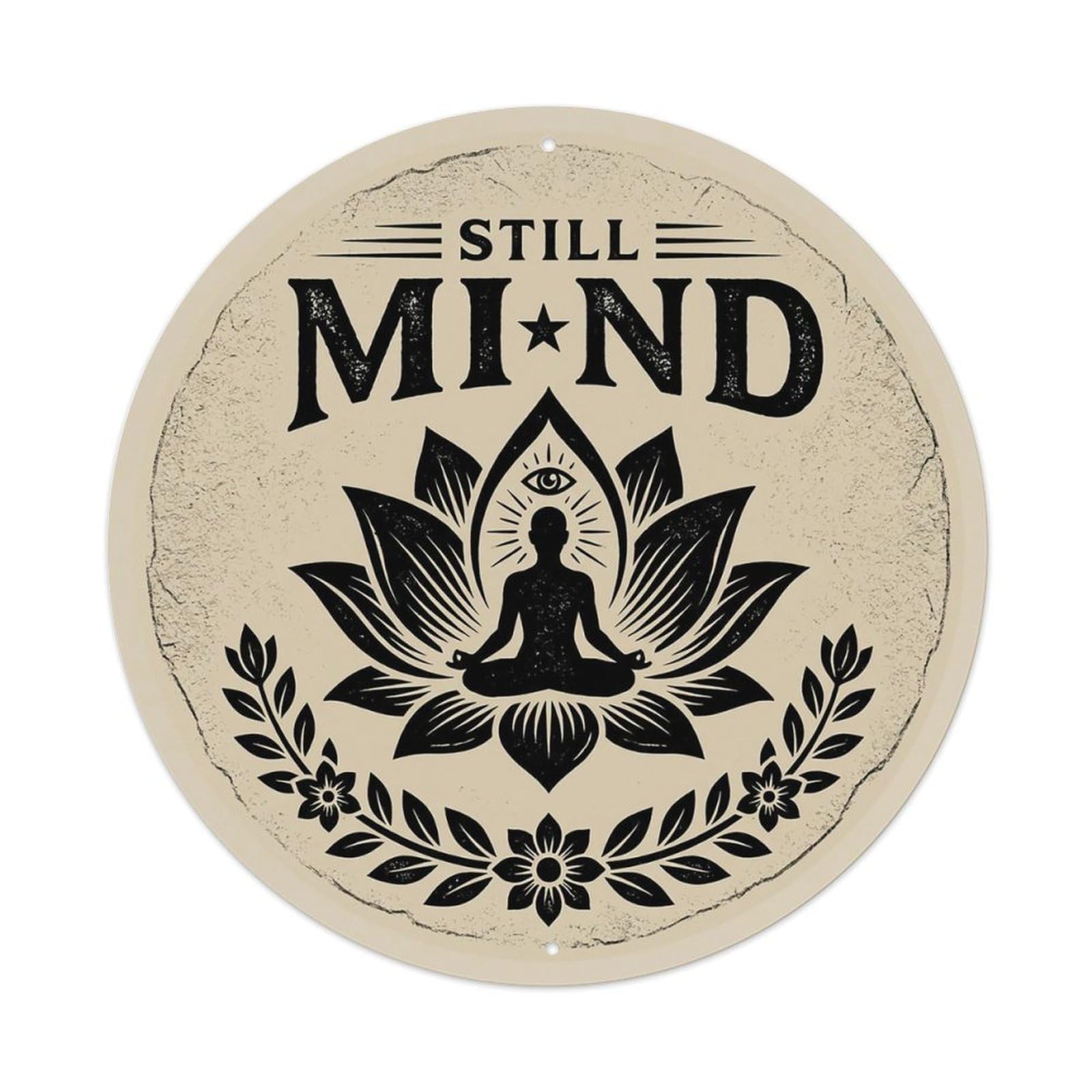 Zen Flower Meditation Den Peaceful Mind Vintage Metal Tin Sign Plaque Wall Decor for Cafe, Club Bar, Office, Garden Metal Poster 8x8Inch