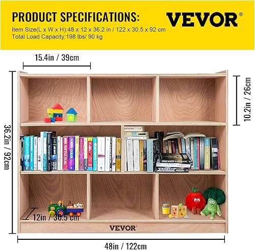 Vista 7 de Happybuy Cubbies de 8 secciones para aulas, armario de almacenamiento de cubículos, cubos de aula, gabinete de almacenamiento de compartimentos