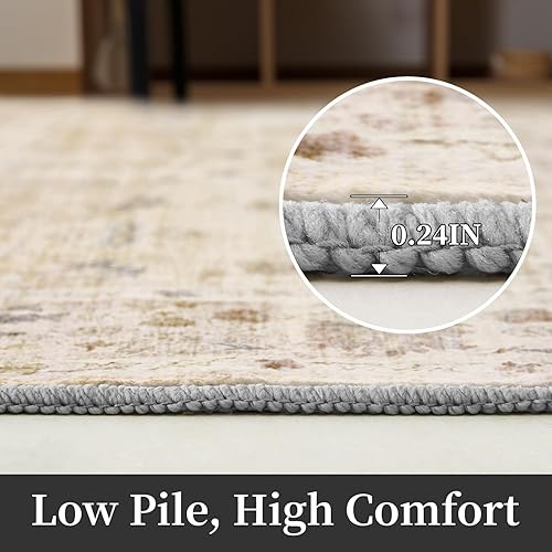 Miniatura 3 de Alfombras de área de 5 x 7 pies para dormitorio, antideslizantes, lavables, con diseño estampado desgastado, ultra suave, para sala de estar,
