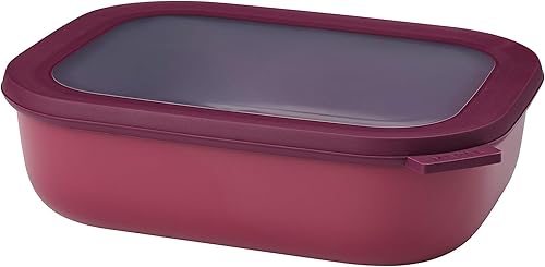 Mepal Cirqula - Recipiente circular rectangular para almacenar y servir alimentos de 67.6 fl oz  68 onzas con tapas transparentes, perfecto para