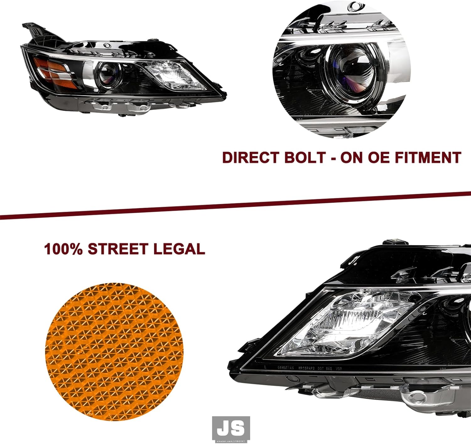 JSBOYAT Fits for 2014-2020 Chevy Impala [Halogen Style] Headlight Assembly Projector Black Pair OE Style Factory front Lamp Driver & Passenger Side NOT FIT HID MODEL