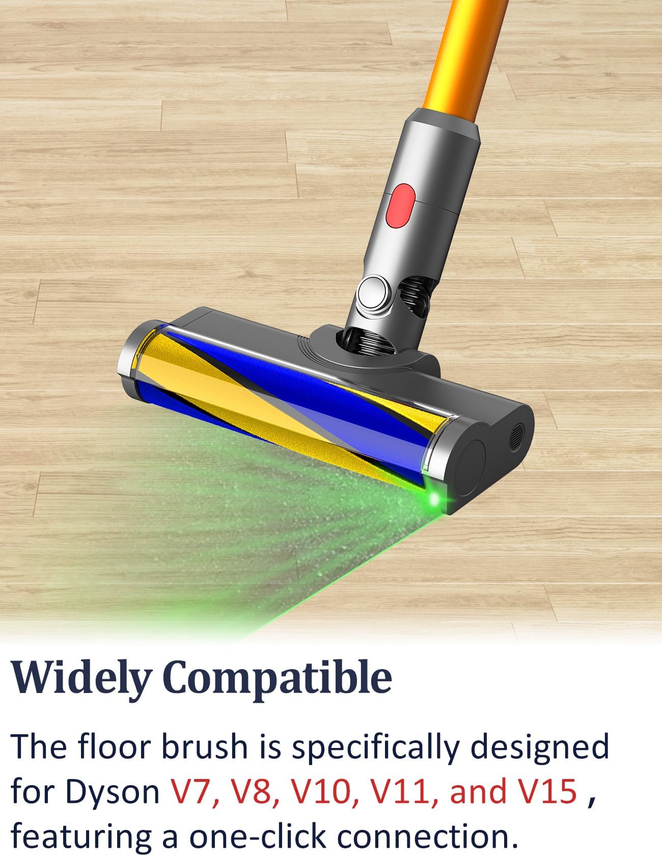 Nekuma Vacuum Attachments with Dust Detection Light for Dyson V7 V8 V10 V11 V15 Cordless Cleaners, Hard Floor Brush Head Motorhead Replacement Parts with Soft Roller