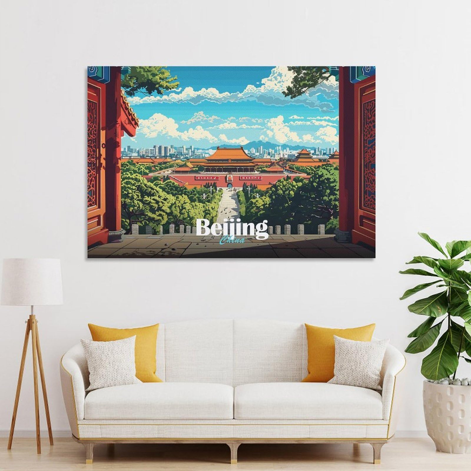 Junmoney Beijing Cityscape Home Decor Wall Art, 24x36inch(60x90cm), for Lounge, Bedroom Or Personal Spaces, Thoughtful Wall Decor for Art Lovers