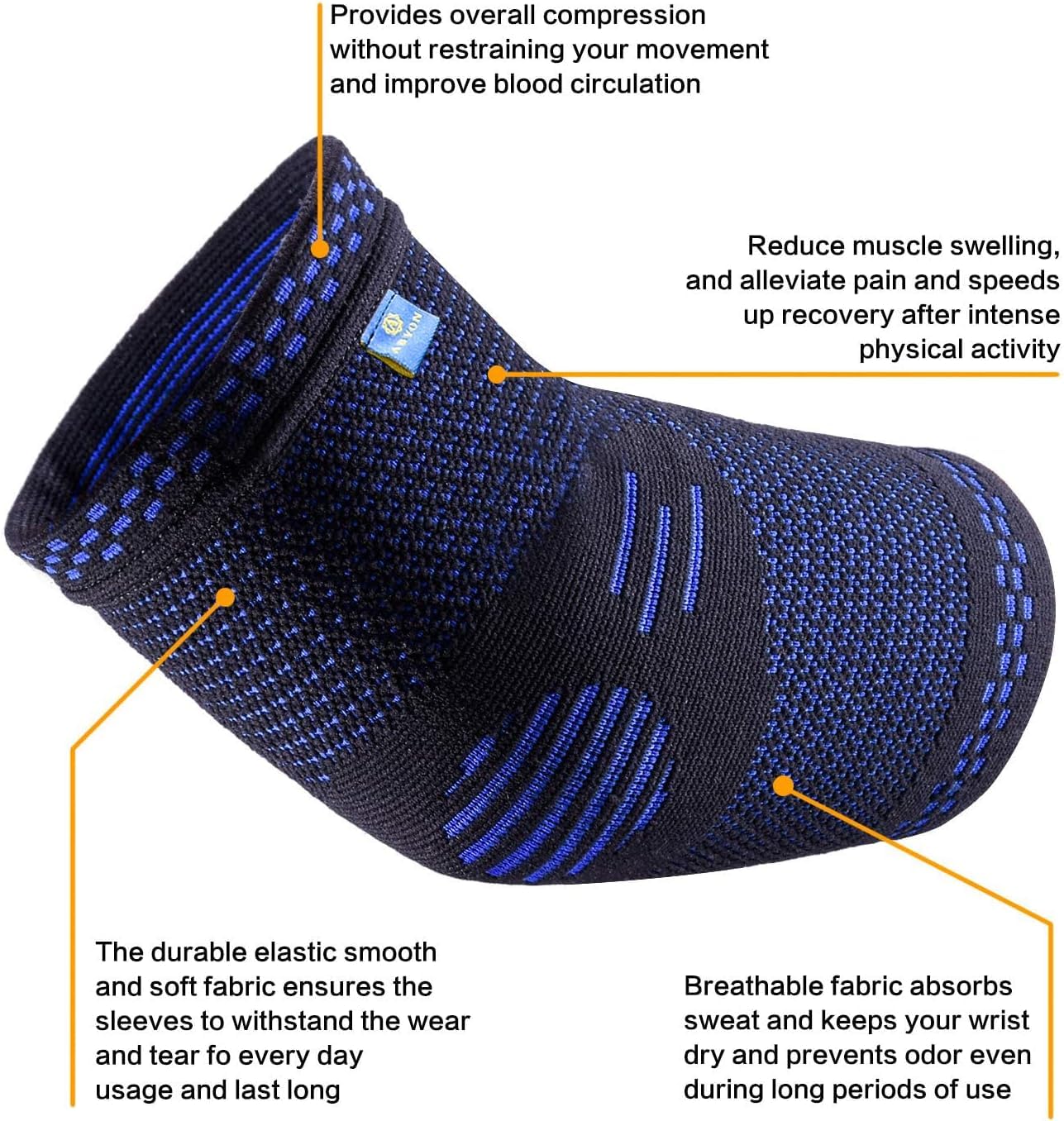 ABYON Compression Elbow Support, 1 Piece Compression Sleeve + 2 Pcs Tennis Elbow Pads for Men Women Pain Relieves Tendonitis, Arthritis, Tennis Elbow, Epicondylitis — Amazon image 3