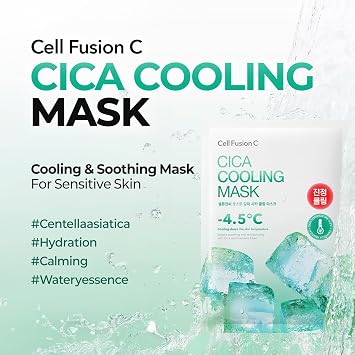 Cell Fusion C Post Alpha Cica Cooling Sheet Mask 5EA, Soothing, Cooling and De-puffing, Centella Asiatica & Panthenol, Korean Skin Care