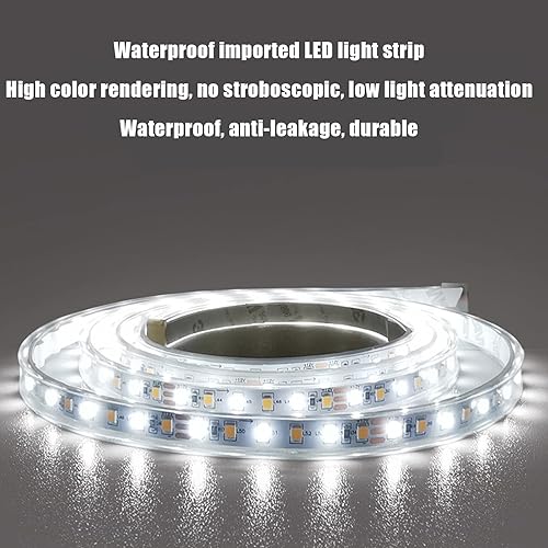 Miniatura 5 de QQXX Espejo de baño con luz LED de medio círculo para montar en la pared, 3000K-6000K, espejo iluminado antivaho regulable, espejo de tocador