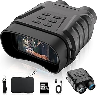 4K Infrared Night Vision Binoculars with 8X Digital Zoom, Adjustable IR Light, Viewing up to 650FT in Total Darkness, 32GB Card - Ideal Gift for Men, Hunting, Camping, Surveillance - eoqo