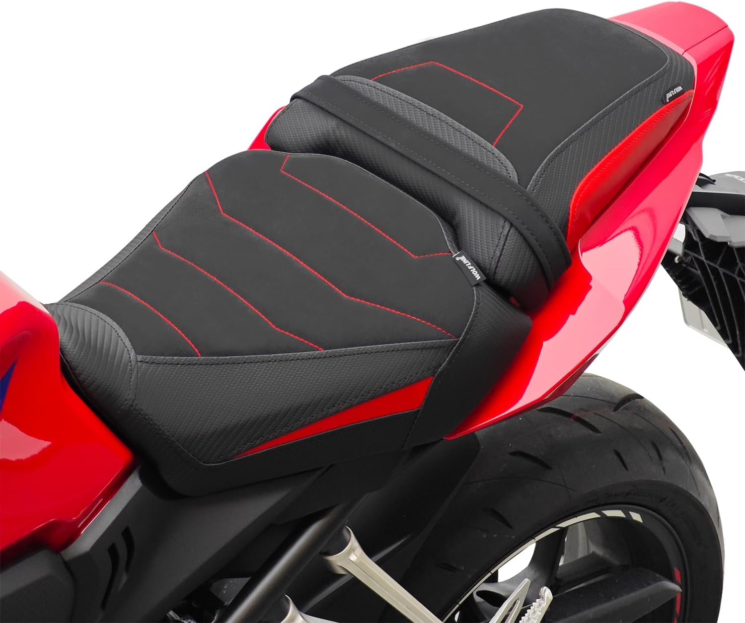 Motorcycle Front Rear Comfort Seat for Honda CB650R CBR650R 2024 2025, Leather Rider Saddle Solo Back Passenger Pillion Cushion Pad Set, Red