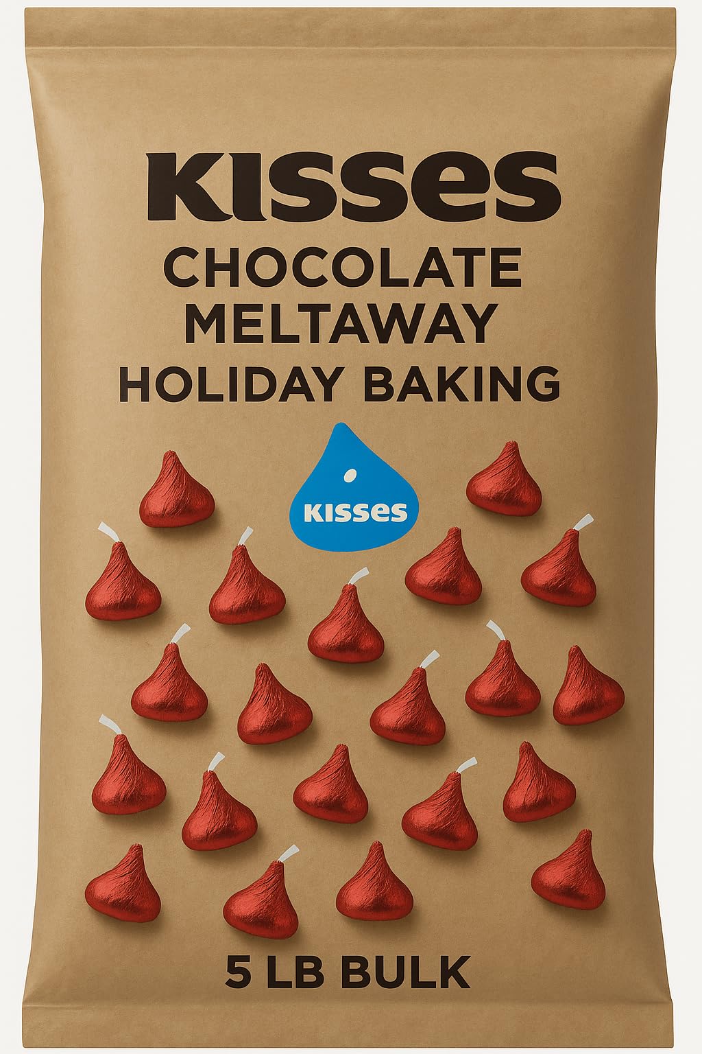Kisses Chocolate Meltaway Bulk 5 LB  Holiday Baking Supplies, Large Candy Bag for Desserts, Cookies & Treats 034000456666